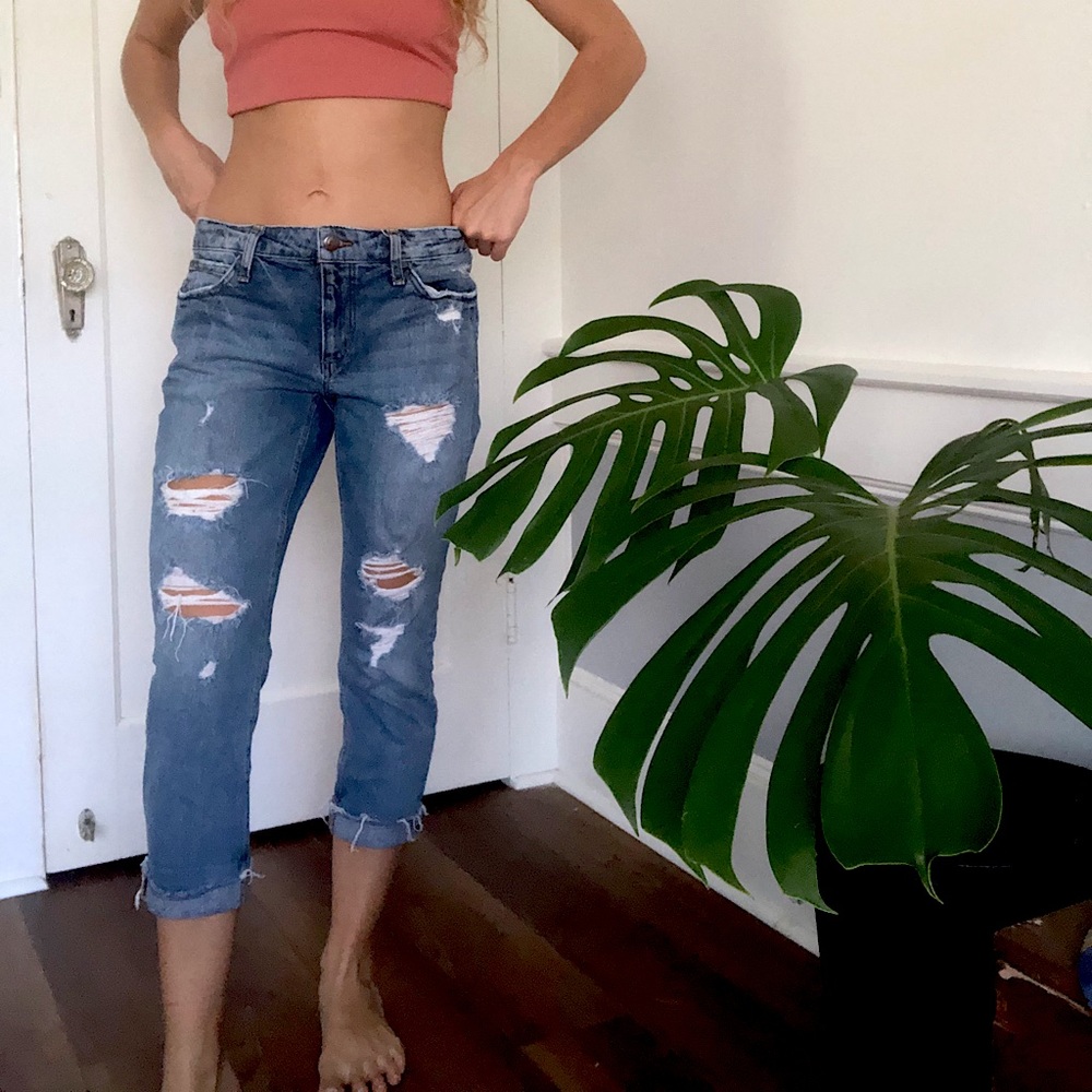 Joe’s Boyfriend Slim Crop Ripped Jeans